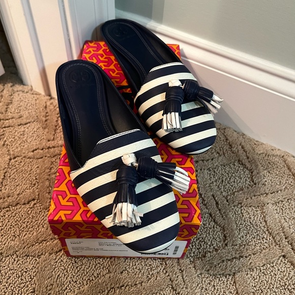 Tory Burch Shoes - Tory Burch Navy and White Shoes
